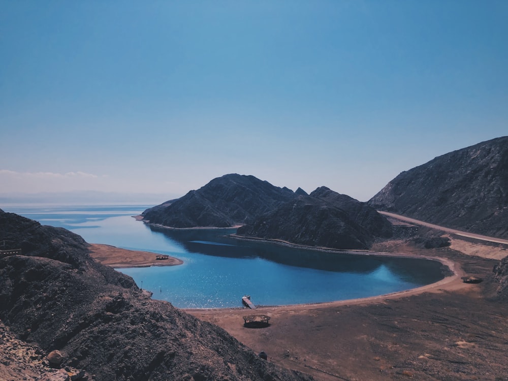 blue lake surrounded by mountains during daytime