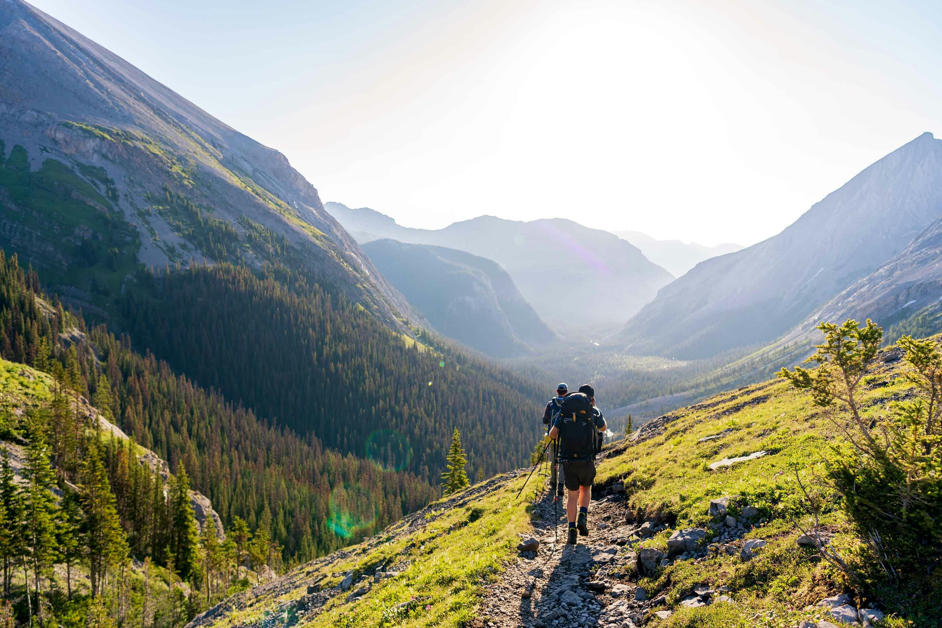 Hiking in the out on Northover Ridge in Kananaskis Alberta