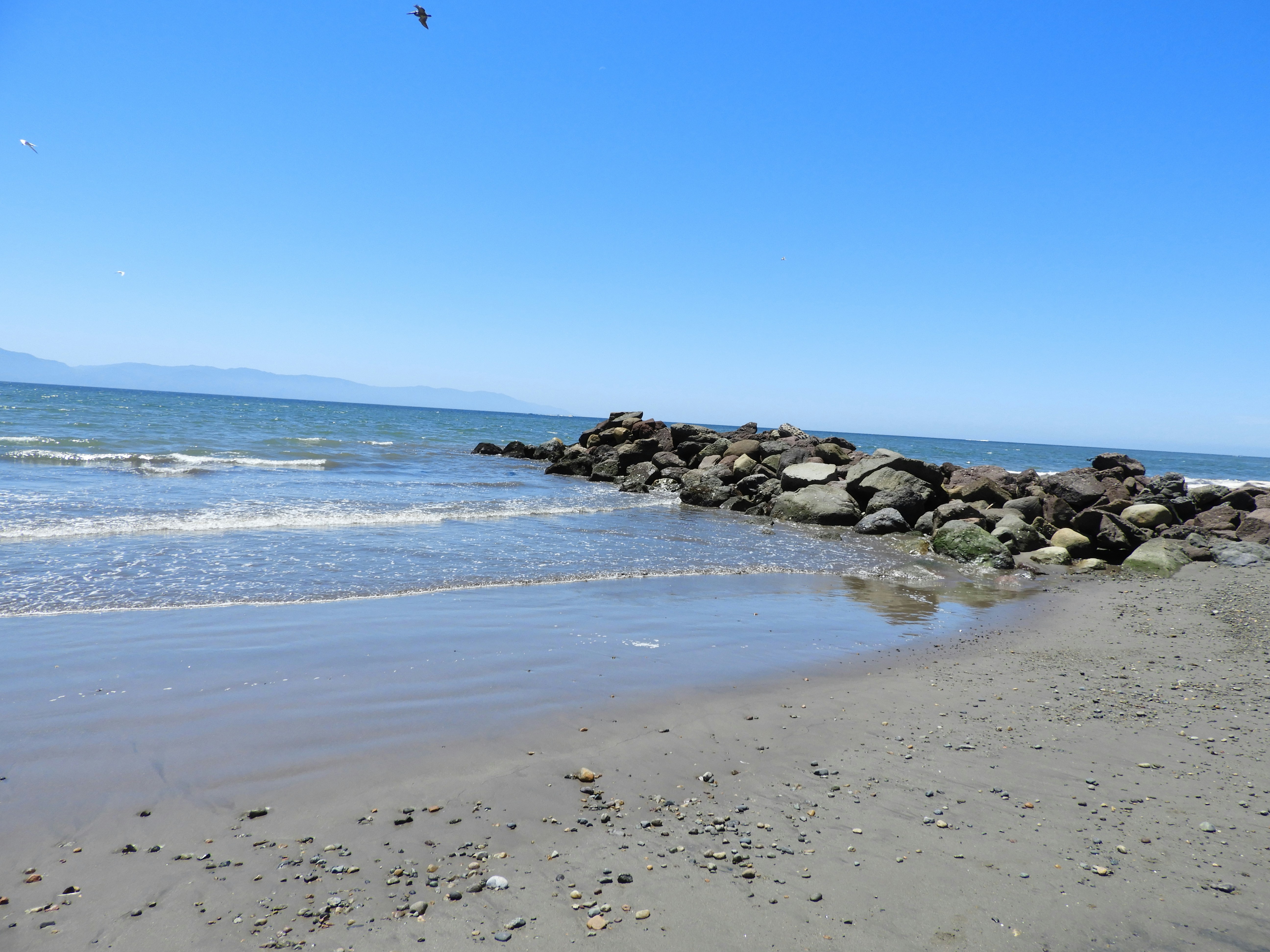 Meereswellen, die tagsüber an Land stürzen