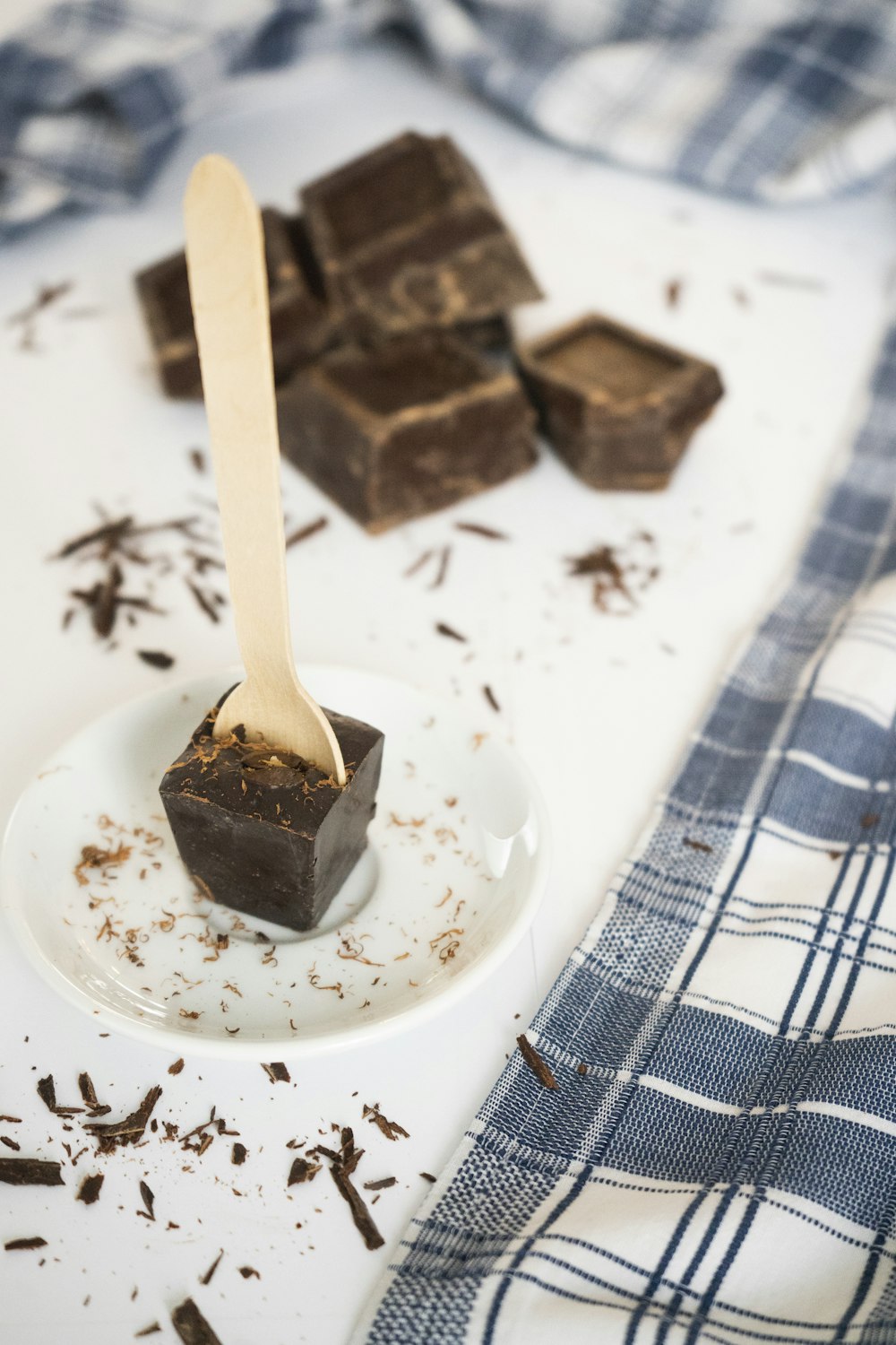 chocolate cake on white ceramic plate