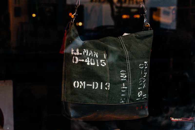 Eco-friendly upcycled bag with unique handcrafted details and reclaimed fabric