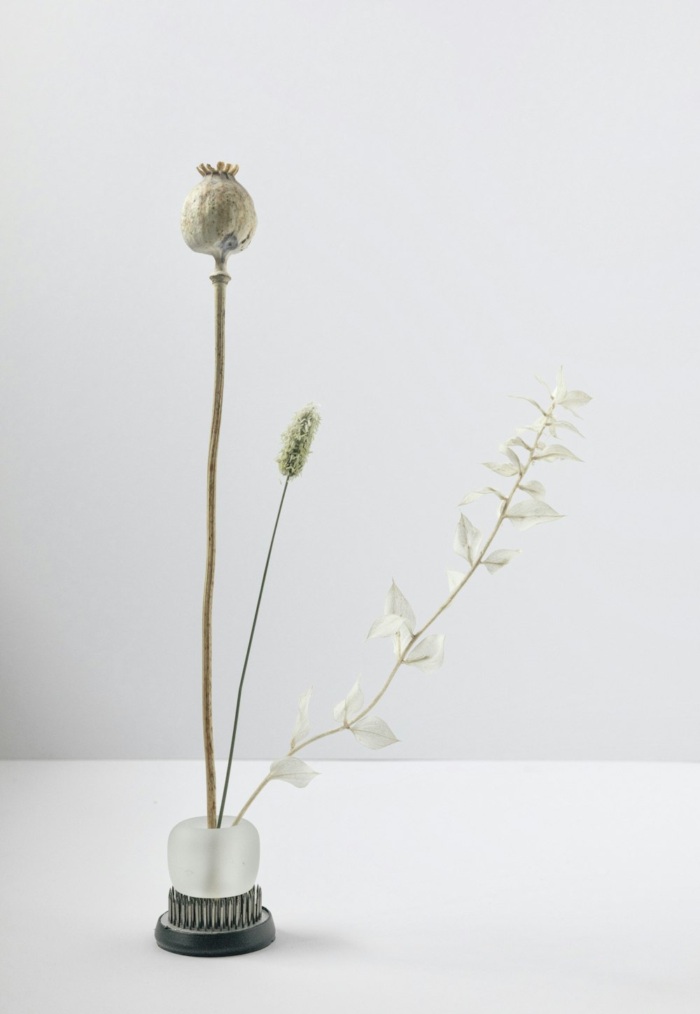 white flower on white ceramic vase