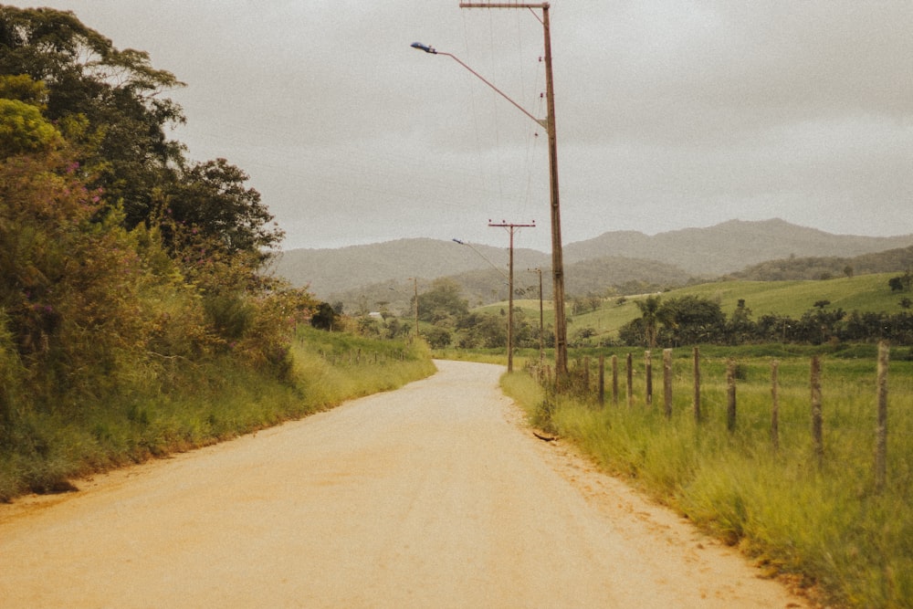 gray concrete road between green grass field during daytime