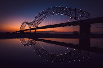bridge over body of water during night time