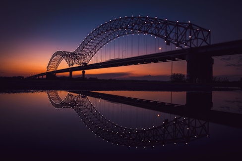 bridge over body of water during night time