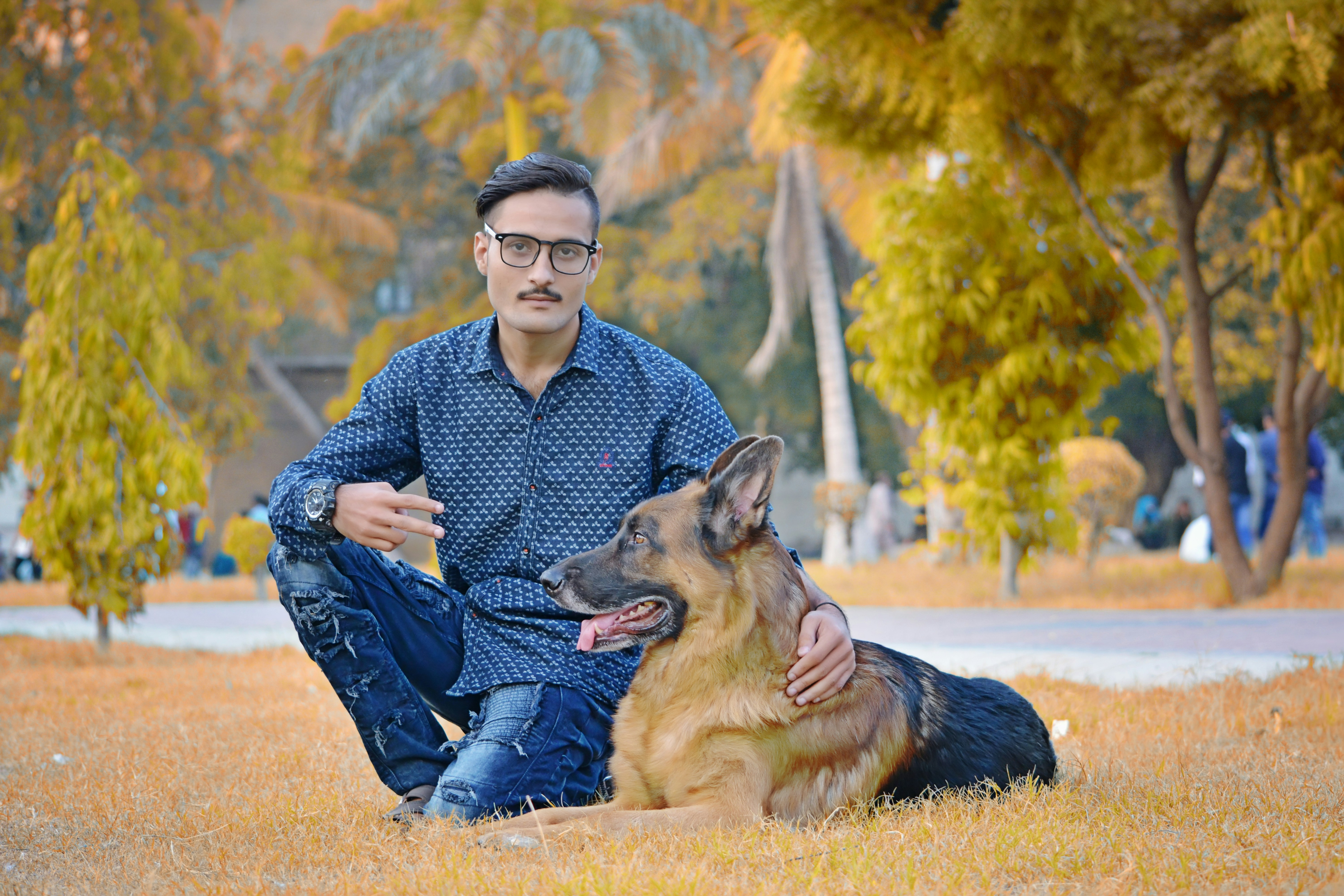 Senior man with dog