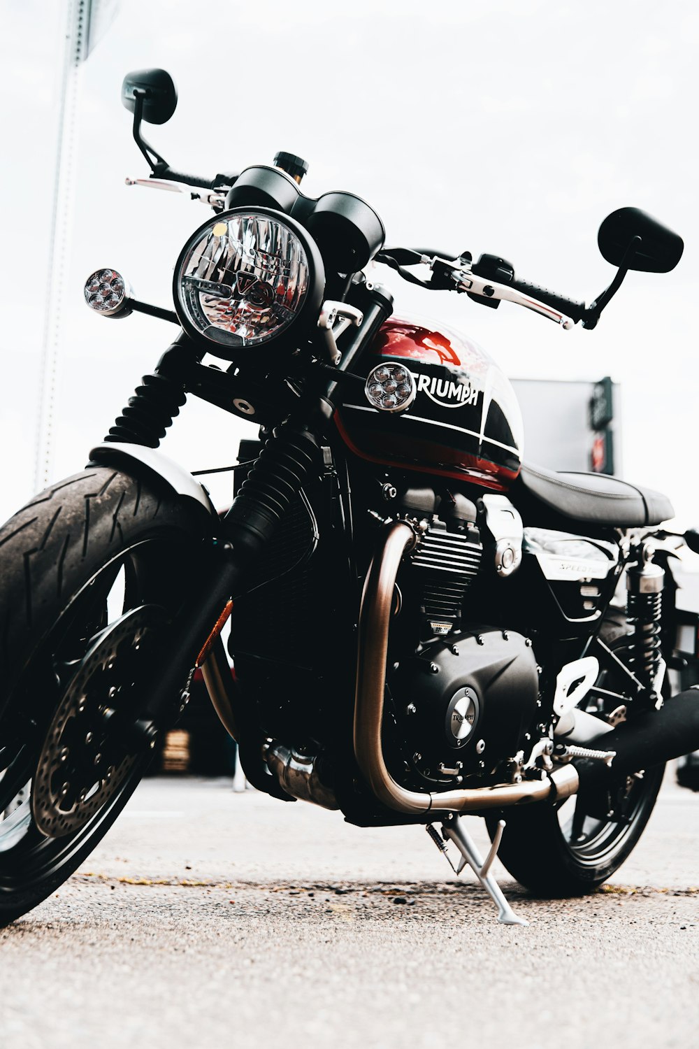 black and red cruiser motorcycle