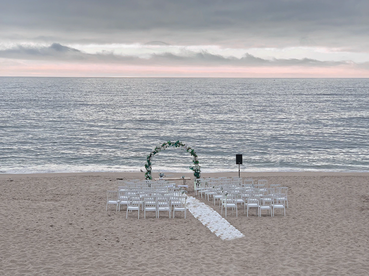 A stunning beach wedding setup in the Riviera Maya.