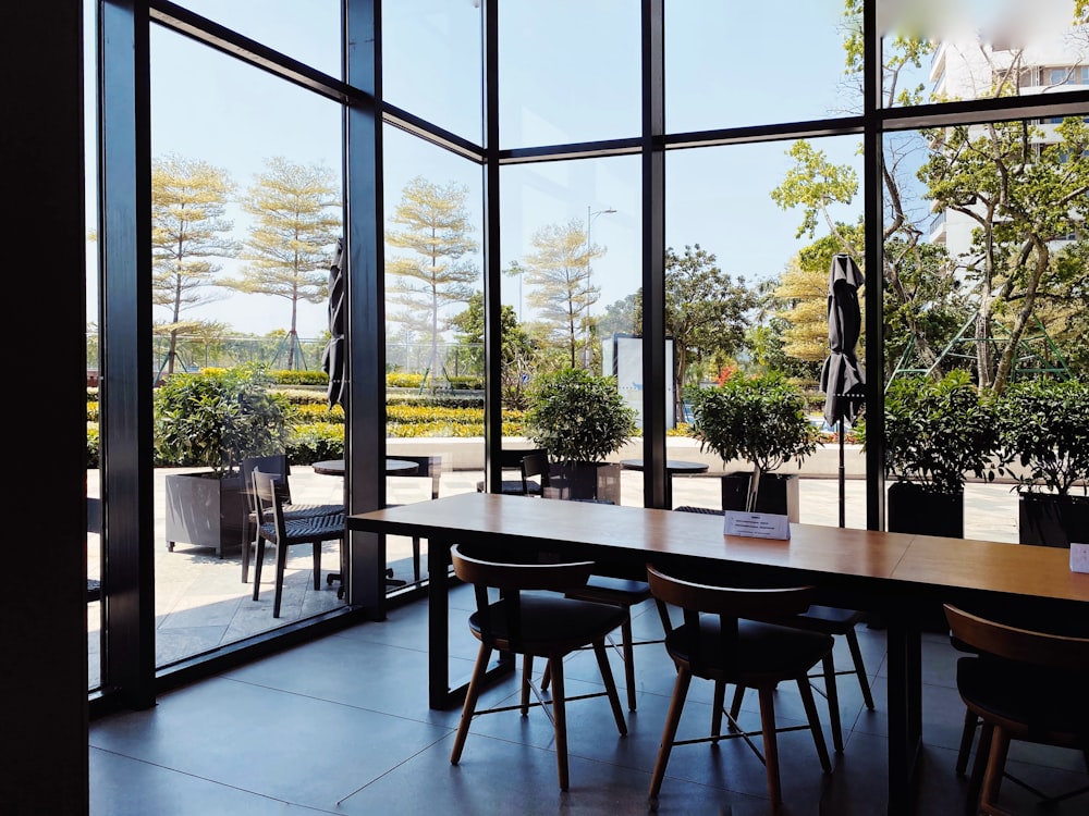 brown wooden table and chairs