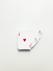 white and red heart print card