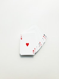 white and red heart print card