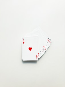 white and red heart print card
