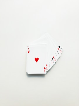 white and red heart print card