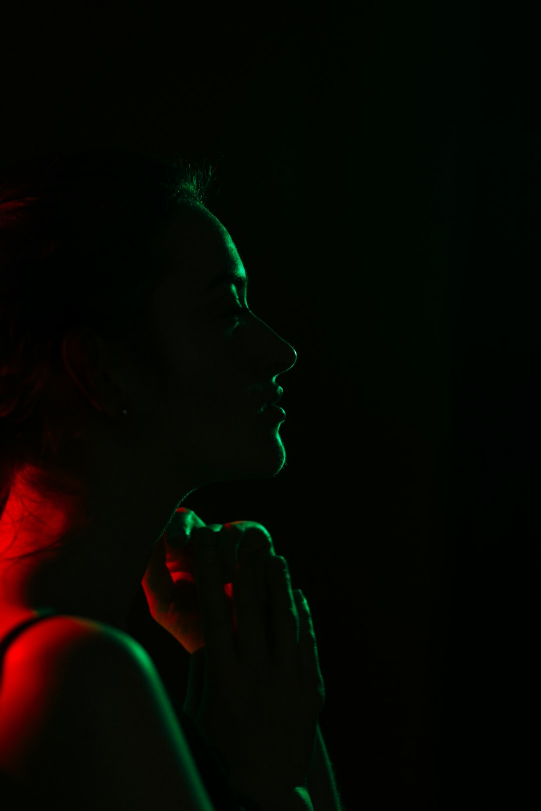 woman in red tank top