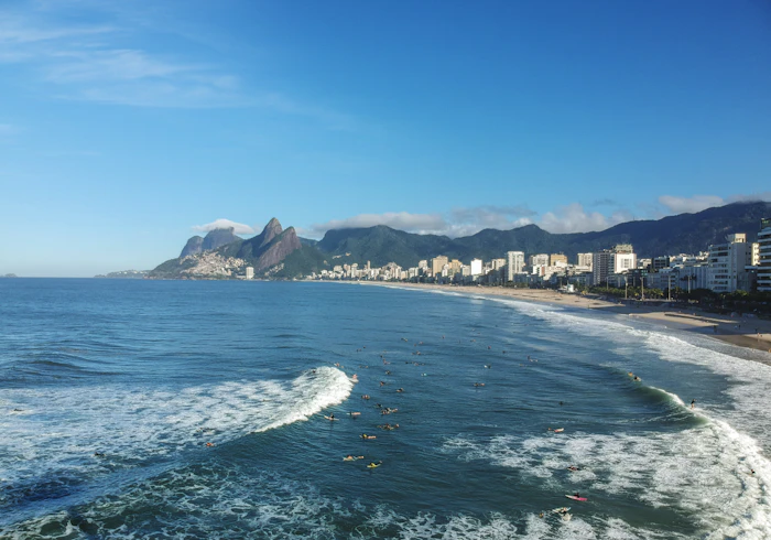 Ipanema beach and coastline seen from above
