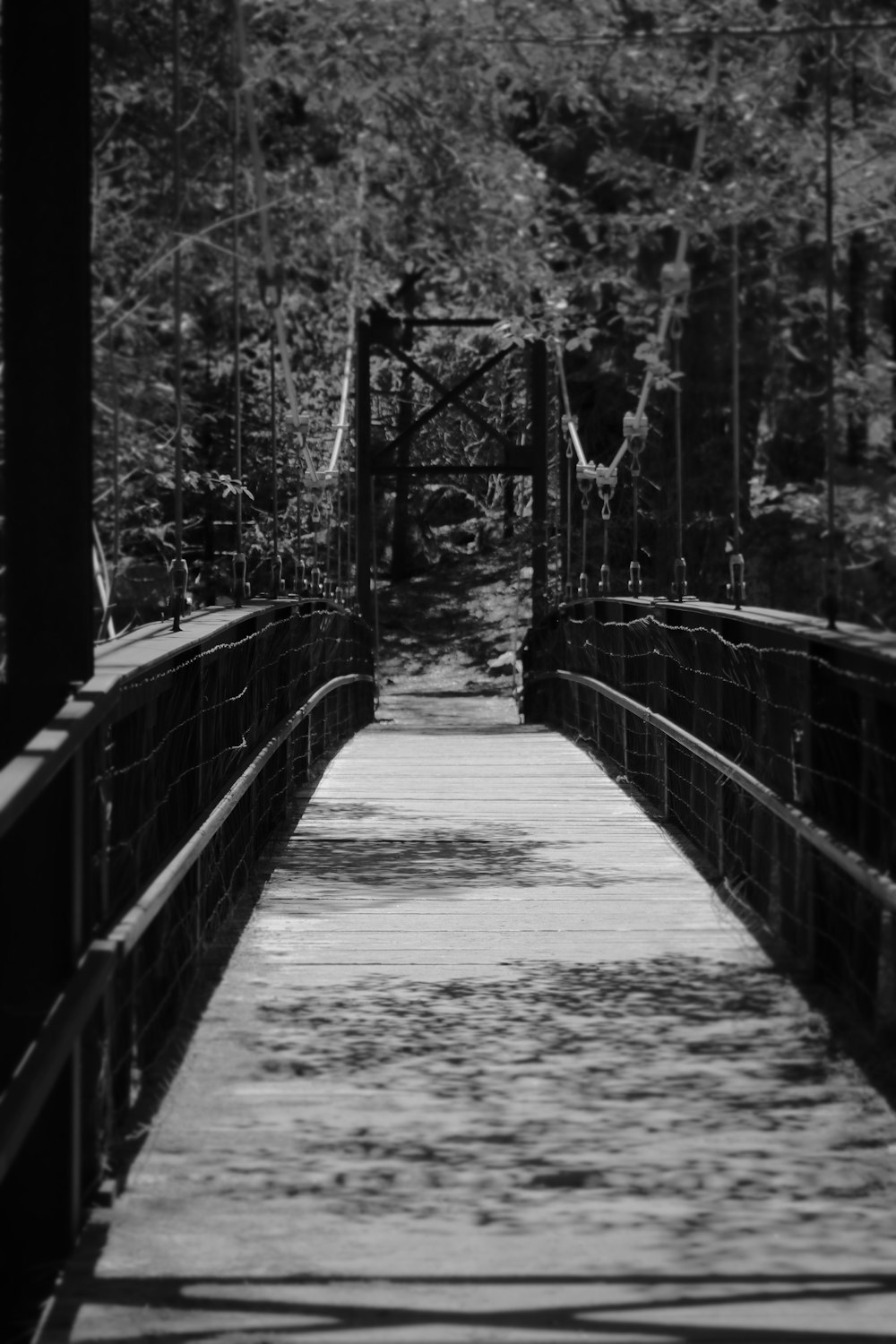 grayscale photo of bridge over river