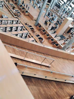 A bright, modern university library filled with students studying and collaborating.