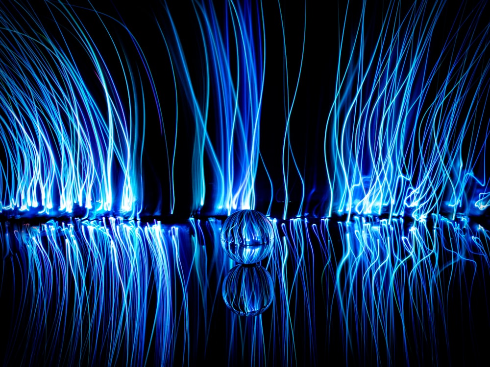 blue and white light digital wallpaper