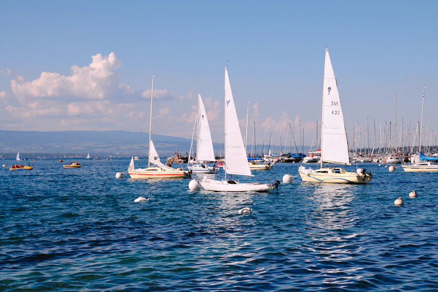 Bateaux naviguant sur le lac Léman