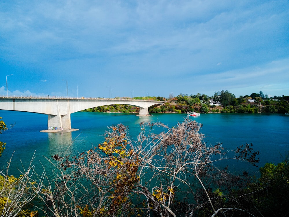 ponte branca sobre o mar azul sob o céu azul durante o dia