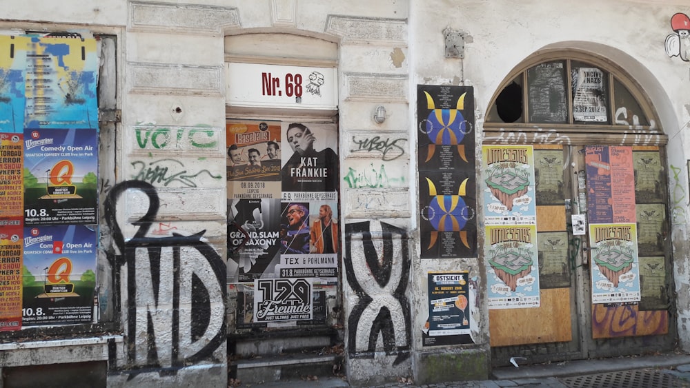 black and white graffiti on wall