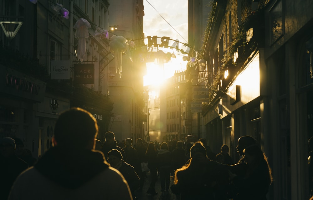 people walking on street during night time