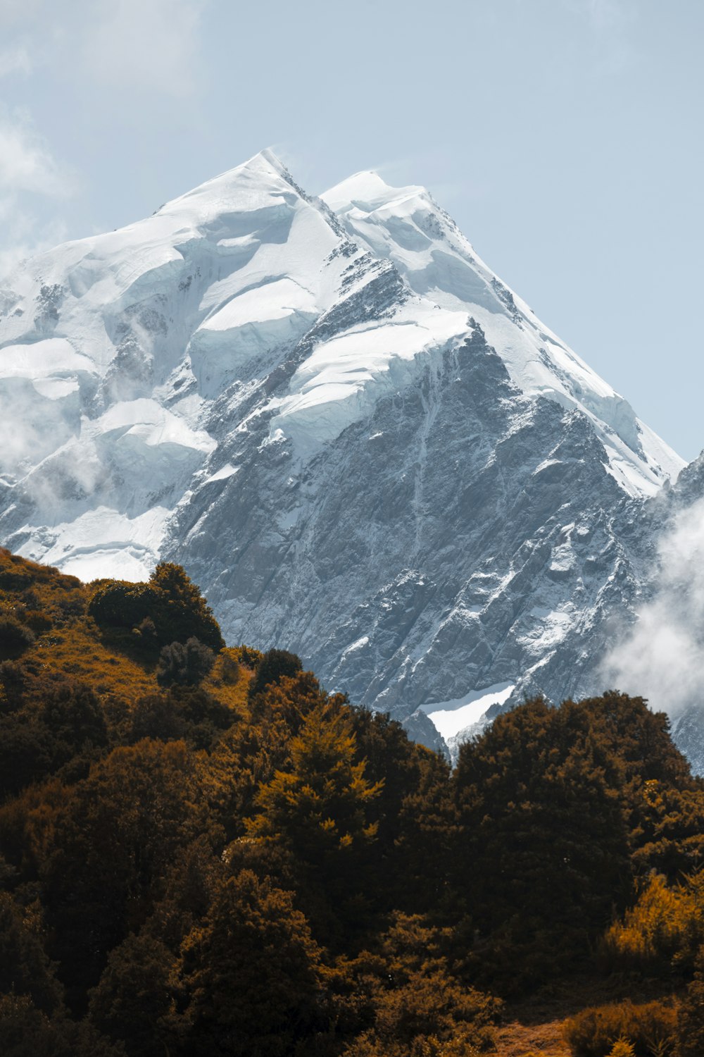 snow covered mountain during daytime