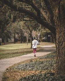 A motivational image of a person jogging in a scenic park.