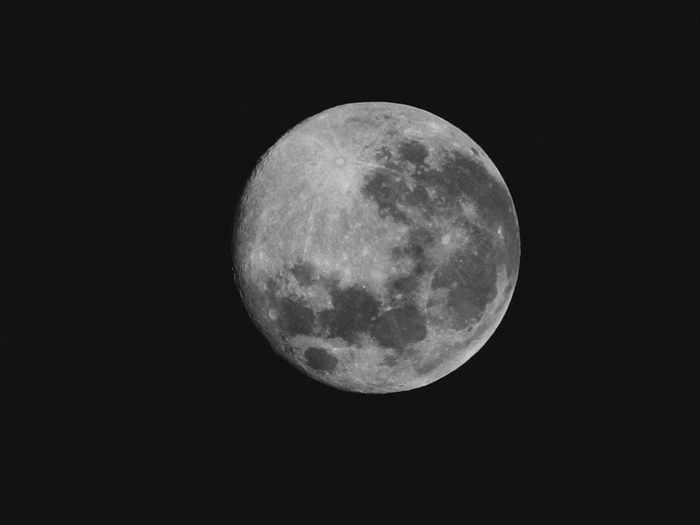 full moon in black background