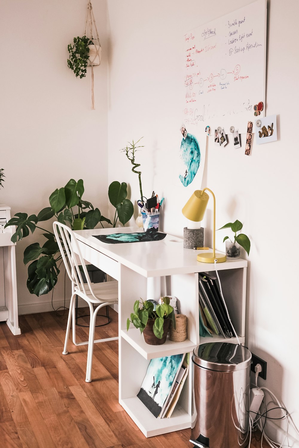 green plants on white wooden table