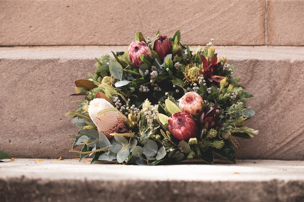 pink and green flower bouquet