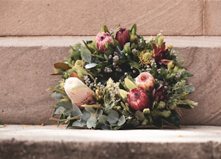 pink and green flower bouquet