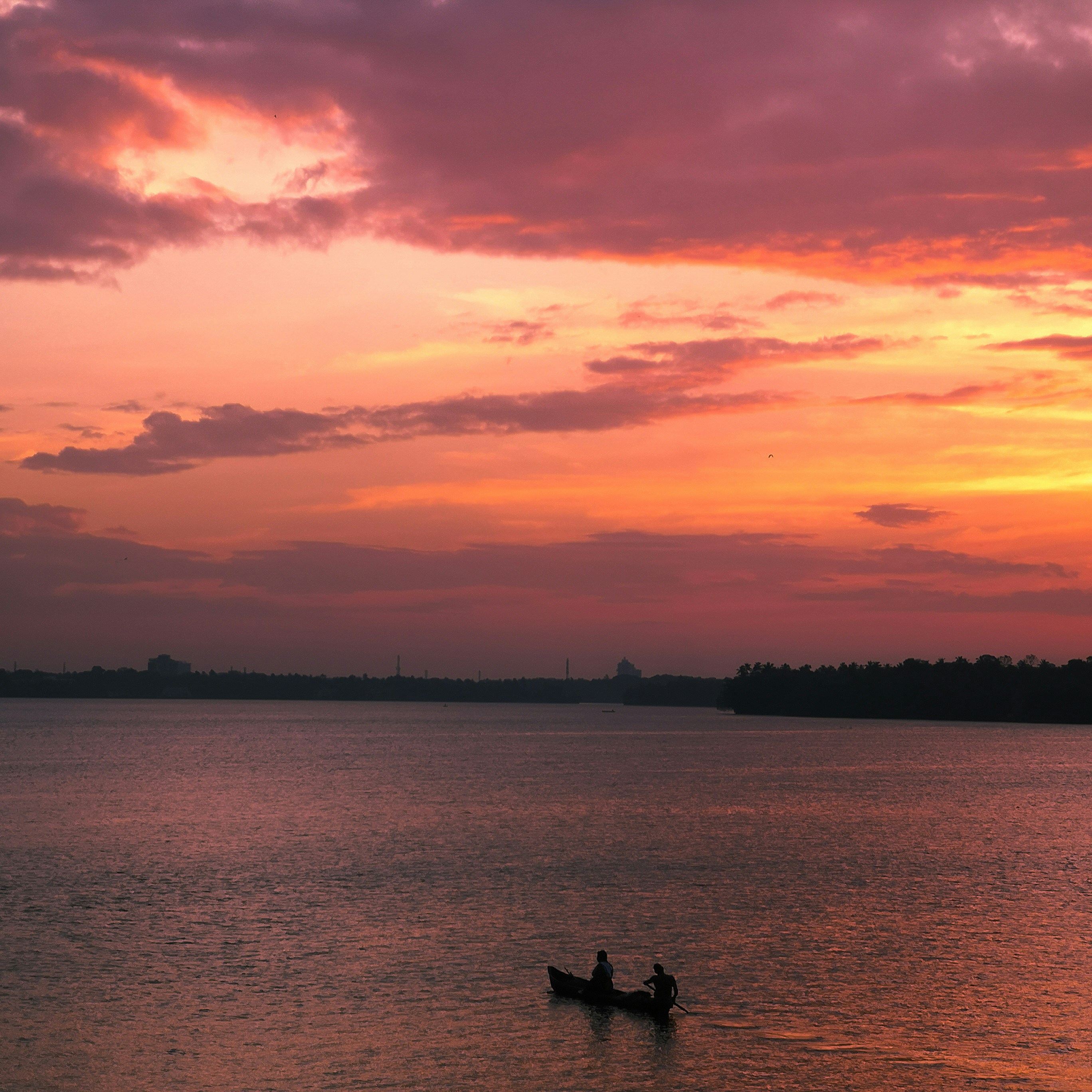 Sunset canoe safari on the Zambezi River at Mana Pools Zimbabwe