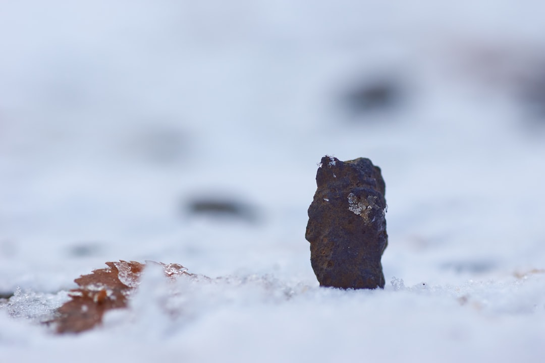 brown rock on snow covered ground