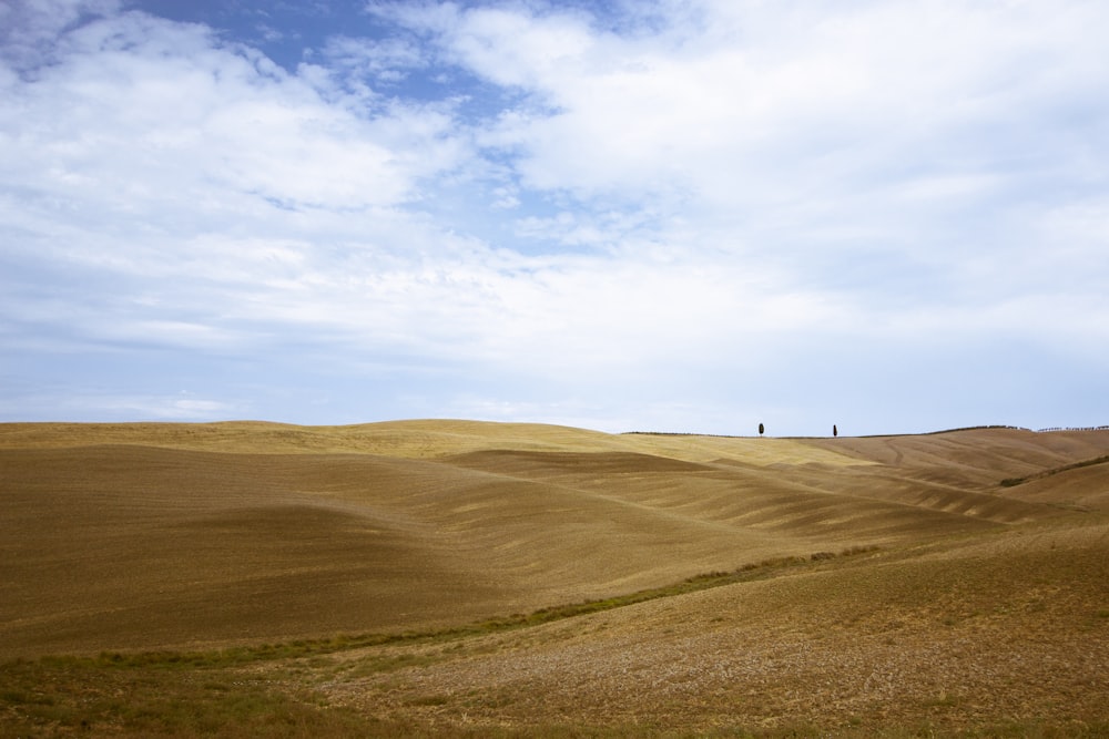 Campo marrón bajo el cielo azul durante el día