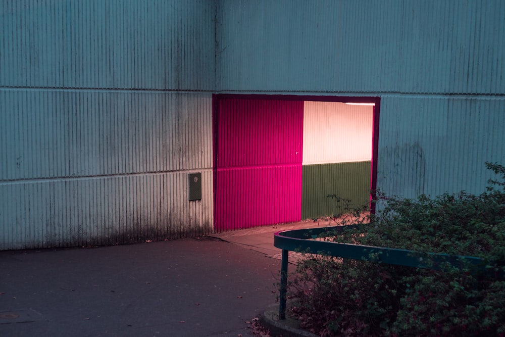 red and white metal wall