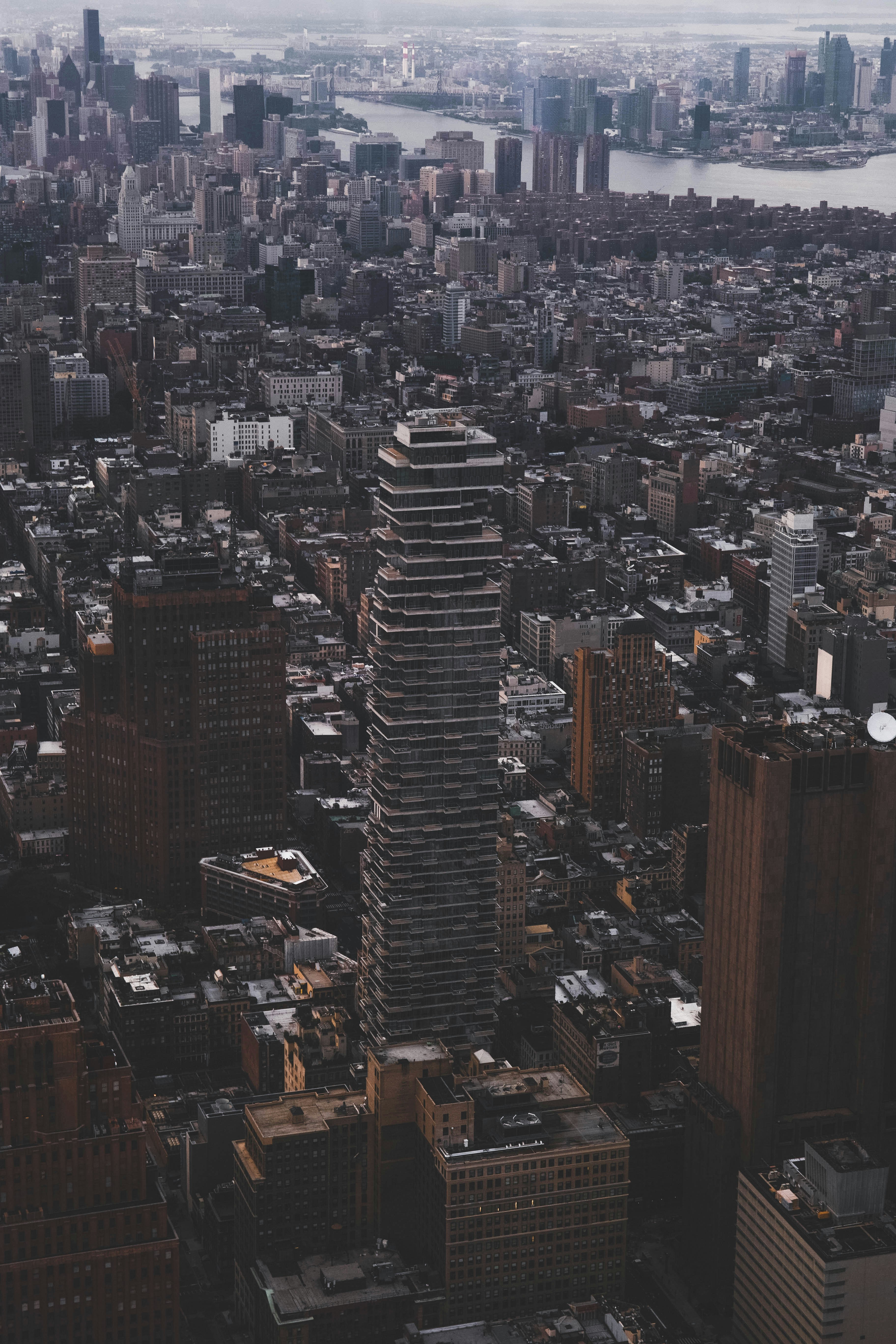 aerial view of city buildings during night time