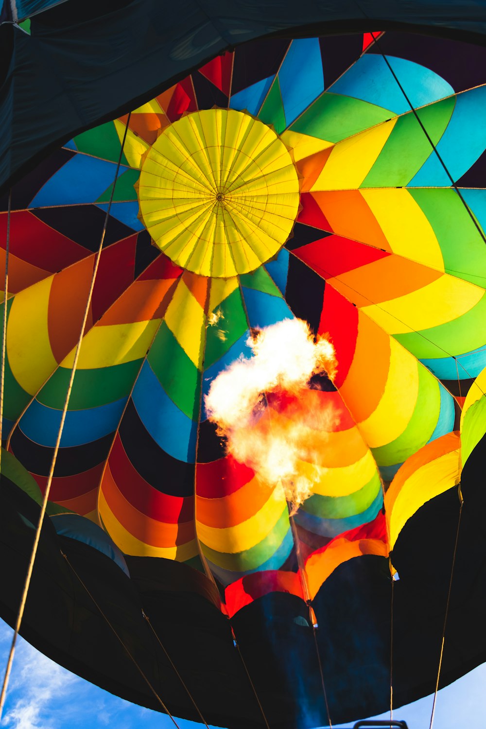 multi colored umbrella with white smoke