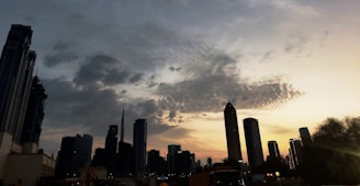 A city skyline at dusk symbolizing growth and connection.