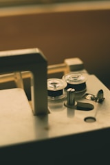 A close-up of a well-maintained vintage sewing machine ready for use.