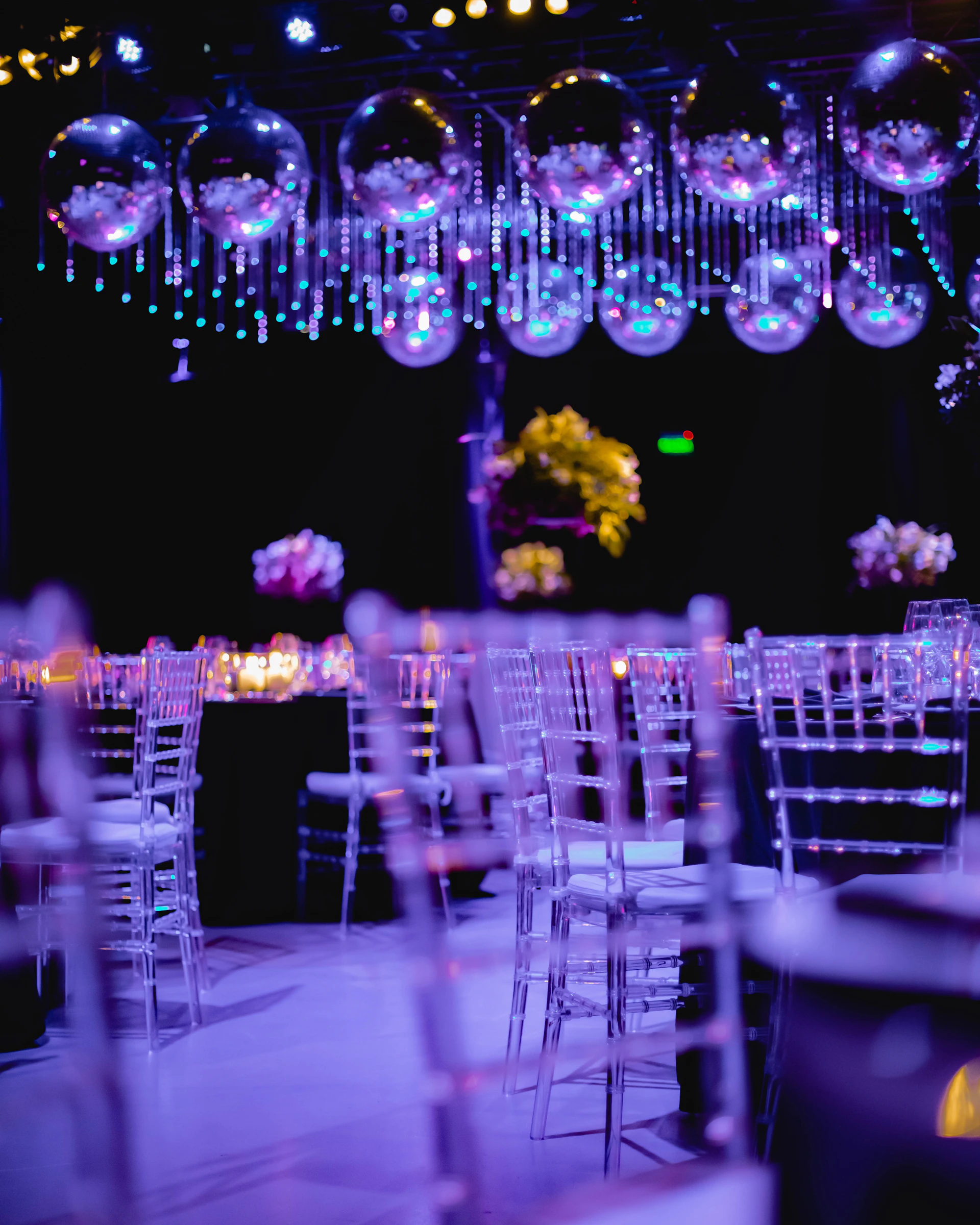 clear glass table with chairs
