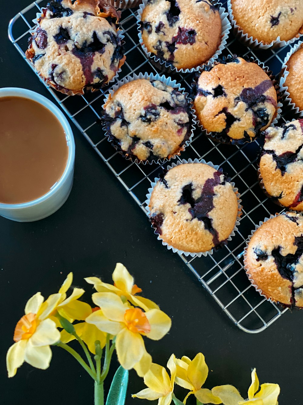 brown cookies on blue tray