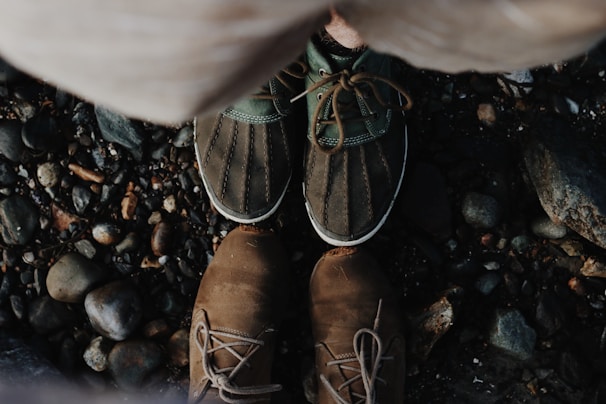 person wearing brown leather shoes