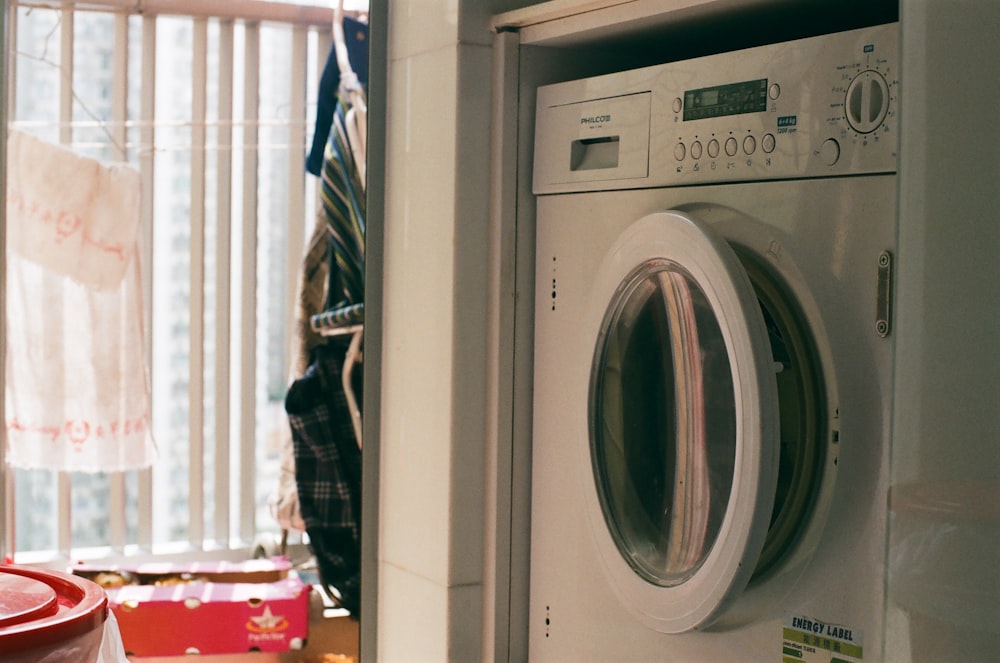 white front load washing machine