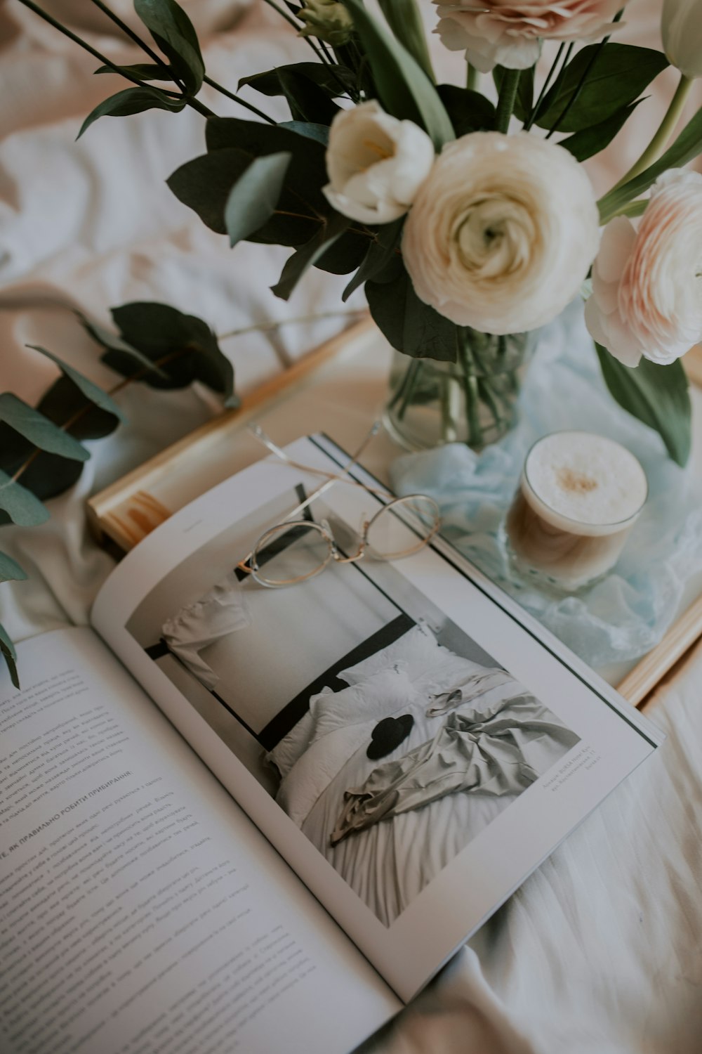 white rose on book page