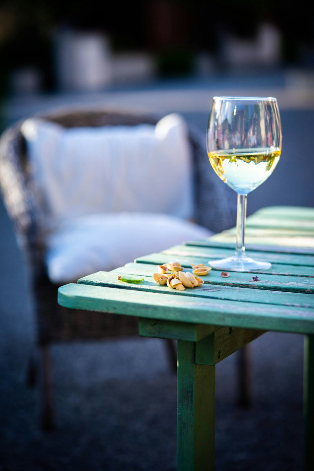 clear wine glass on brown wooden table