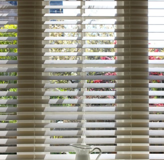 white window blinds during daytime