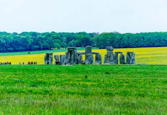 A captivating image of a historic site with tourists.