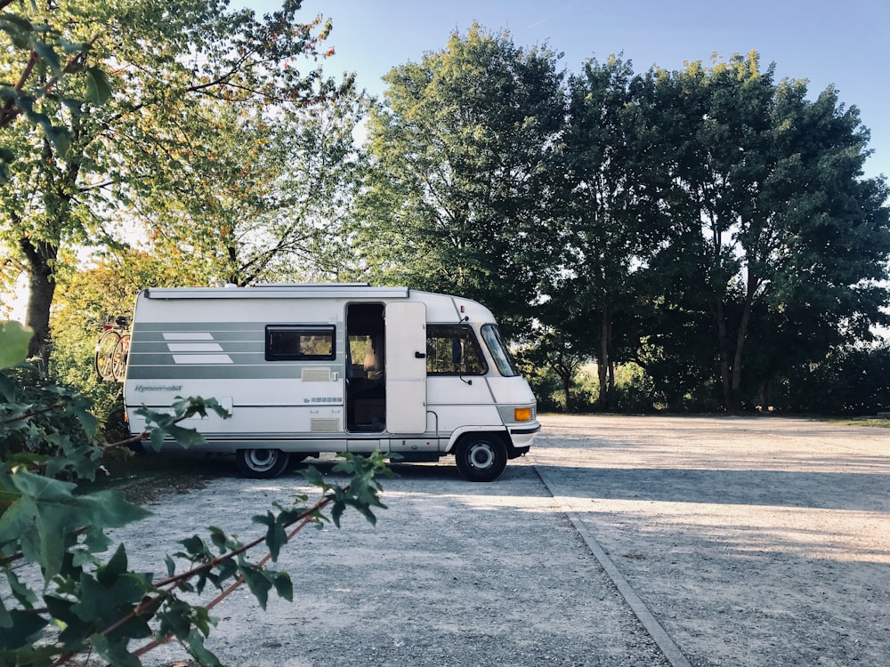 white van parked near green tree during daytime