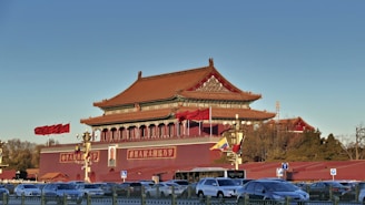 red and brown wooden building